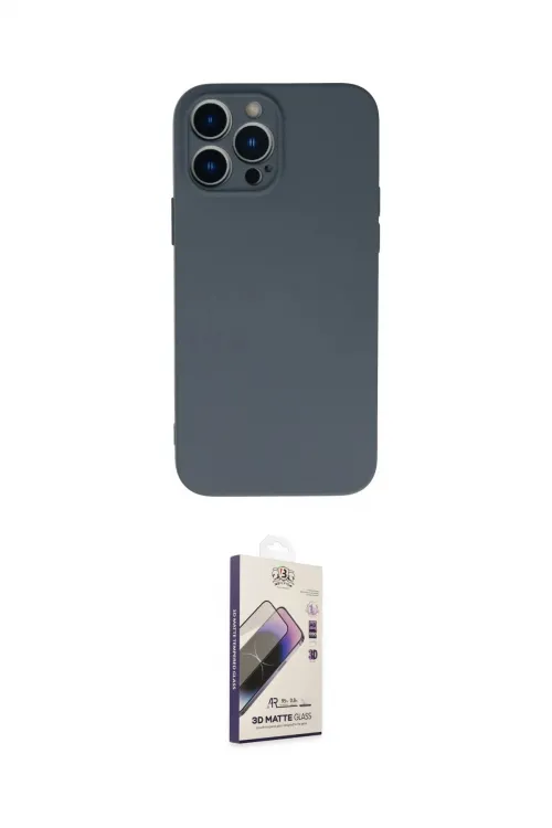 ieg™ iPhone 13 Pro Max Kılıf Ahenk Serisi - Siyah Bilvis 3D Mat Cam Ekran Koruyucu