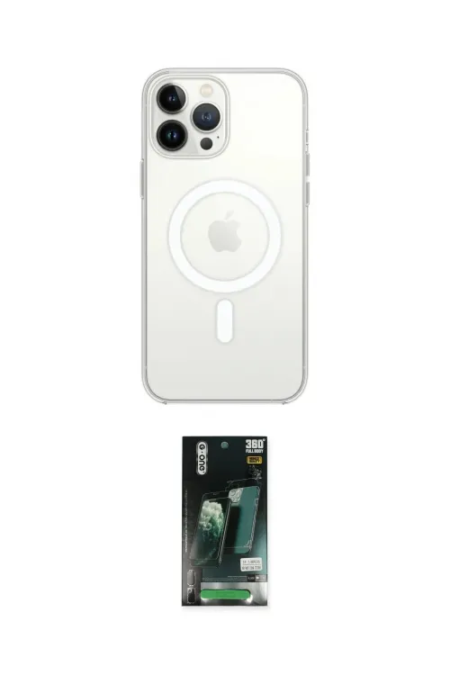 ieg™ iPhone 13 Pro Max Kılıf Ahenk Yansıma Prime - Şeffaf 360 Full Body Arka Koruyucu