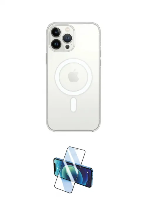 ieg™ iPhone 13 Pro Max Kılıf Ahenk Yansıma Prime - Siyah 3D Antistatik Cam Ekran Koruyucu