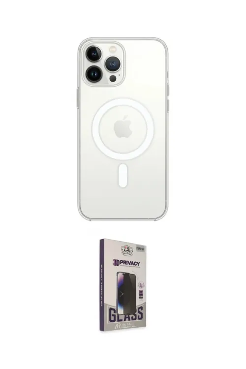 ieg™ iPhone 13 Pro Max Kılıf Ahenk Yansıma Prime - Siyah Bilvis Hayalet Cam Ekran Koruyucu