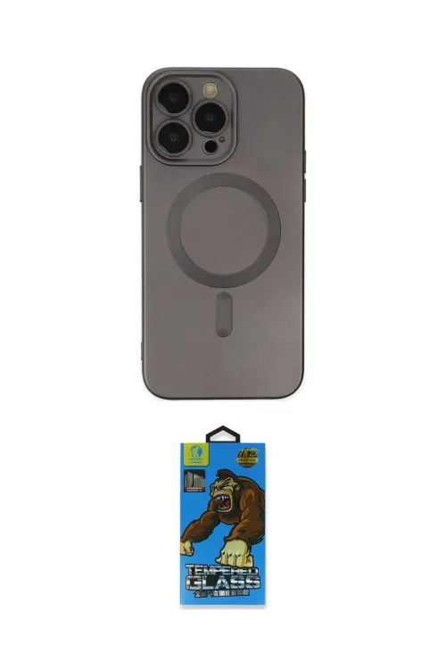 ieg™ iPhone 13 Pro Max Kılıf Akış Minimal Özel Seri - Siyah 18D Cam Ekran Koruyucu