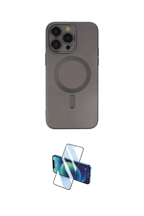 ieg™ iPhone 13 Pro Max Kılıf Akış Minimal Özel Seri - Siyah 3D Antistatik Cam Ekran Koruyucu