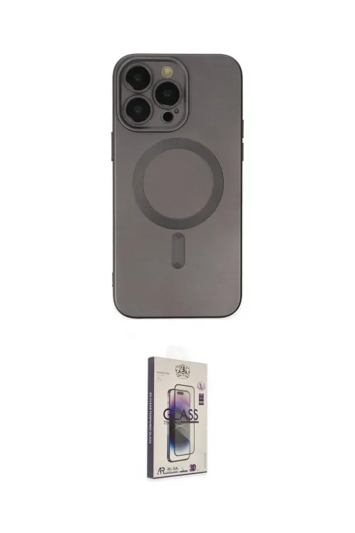 ieg™ iPhone 13 Pro Max Kılıf Akış Minimal Özel Seri - Siyah Bilvis 3D Cam Ekran Koruyucu
