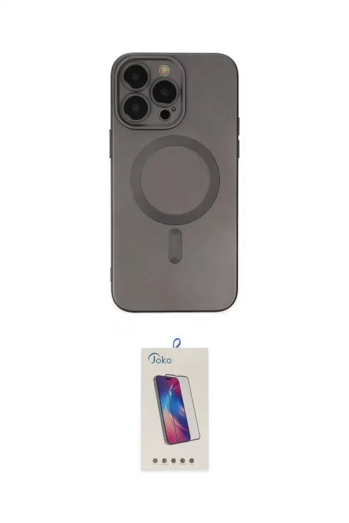 ieg™ iPhone 13 Pro Max Kılıf Akış Minimal Özel Seri - Siyah Joko 5D Cam