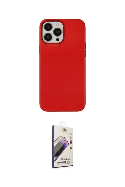 ieg™ iPhone 13 Pro Max Kılıf Çekirdek Çizgi - Siyah Bilvis 3D Mat Cam Ekran Koruyucu