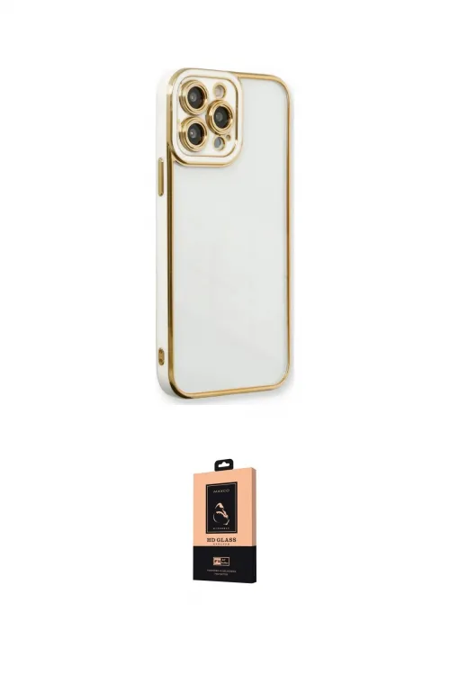 ieg™ iPhone 13 Pro Max Kılıf Çekirdek Klasik Serisi - Şeffaf Maxco Cam Ekran Koruyucu