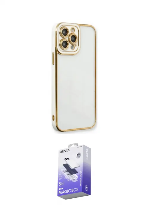 ieg™ iPhone 13 Pro Max Kılıf Çekirdek Klasik Serisi - Siyah Bilvis 5in1 5D Magic Hayalet Cam Ekran Koruyucu