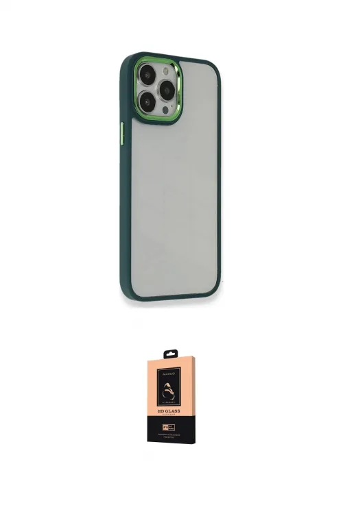 ieg™ iPhone 13 Pro Max Kılıf Eksen Doku Prime - Şeffaf Maxco Cam Ekran Koruyucu