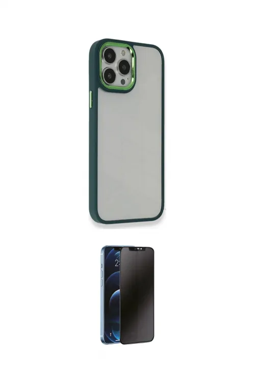 ieg™ iPhone 13 Pro Max Kılıf Eksen Doku Prime - Siyah 3D Antistatik Hayalet Cam Ekran Koruyucu