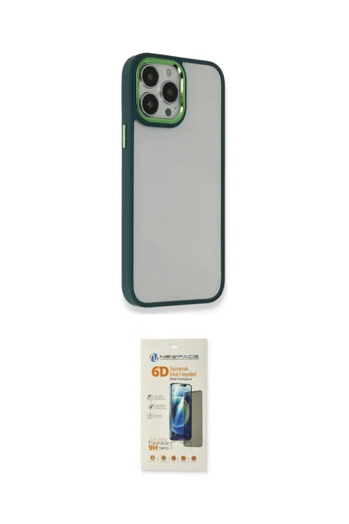 ieg™ iPhone 13 Pro Max Kılıf Eksen Doku Prime - Siyah 6D Mat Seramik Hayalet Nano Ekran Koruyucu
