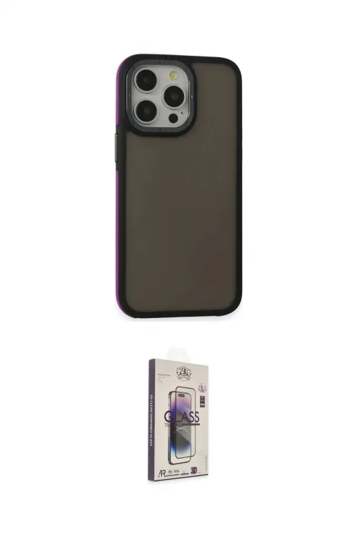 ieg™ iPhone 13 Pro Max Kılıf Eksen Işık - Siyah Bilvis 3D Cam Ekran Koruyucu