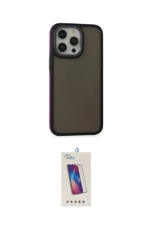ieg™ iPhone 13 Pro Max Kılıf Eksen Işık - Siyah Joko 5D Cam