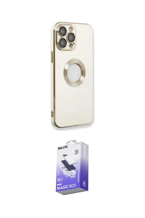 ieg™ iPhone 13 Pro Max Kılıf İz Form Serisi - Siyah Bilvis 5in1 5D Magic Hayalet Cam Ekran Koruyucu