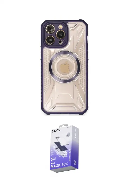ieg™ iPhone 13 Pro Max Kılıf Kutup Modern - Siyah Bilvis 5in1 5D Magic Hayalet Cam Ekran Koruyucu