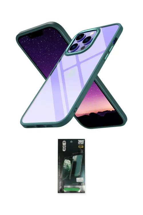ieg™ iPhone 13 Pro Max Kılıf Nova Işık Serisi - Şeffaf 360 Full Body Arka Koruyucu