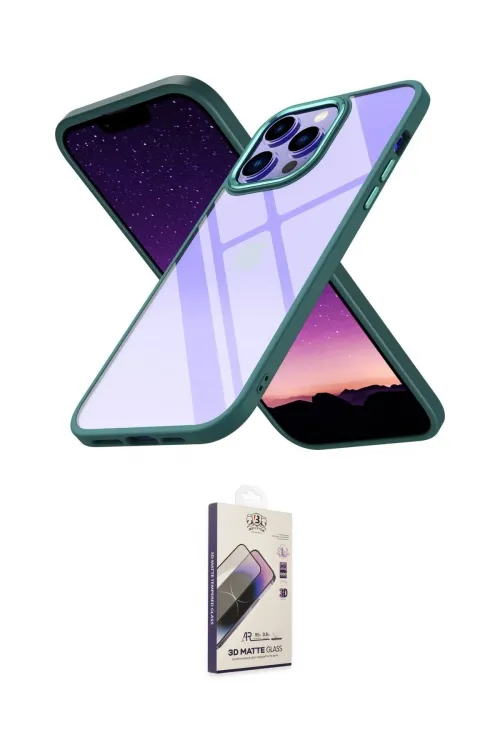 ieg™ iPhone 13 Pro Max Kılıf Nova Işık Serisi - Siyah Bilvis 3D Mat Cam Ekran Koruyucu
