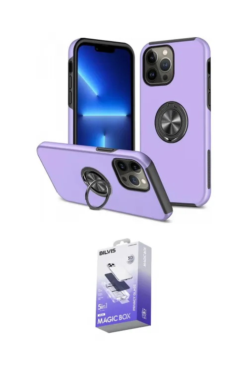 ieg™ iPhone 13 Pro Max Kılıf Odak Form Prime - Siyah Bilvis 5in1 5D Magic Hayalet Cam Ekran Koruyucu