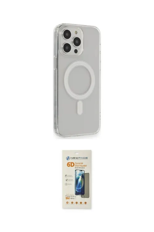 ieg™ iPhone 13 Pro Max Kılıf Pusula Çizgi Koleksiyonu - Siyah 6D Mat Seramik Hayalet Nano Ekran Koruyucu