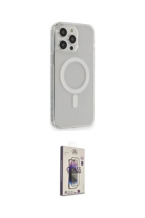 ieg™ iPhone 13 Pro Max Kılıf Pusula Çizgi Koleksiyonu - Siyah Bilvis 3D Cam Ekran Koruyucu
