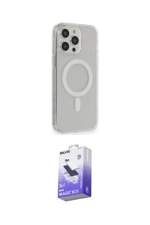 ieg™ iPhone 13 Pro Max Kılıf Pusula Çizgi Koleksiyonu - Siyah Bilvis 5in1 5D Magic Hayalet Cam Ekran Koruyucu
