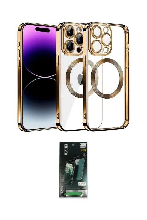 ieg™ iPhone 13 Pro Max Kılıf Pusula Form - Şeffaf 360 Full Body Arka Koruyucu