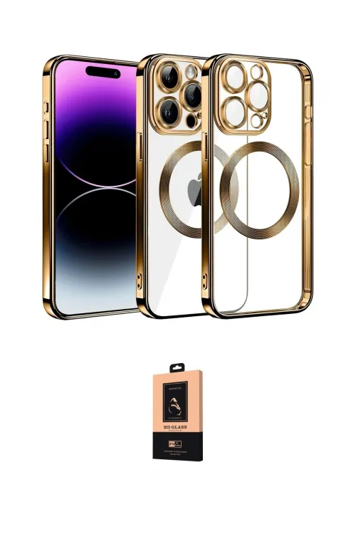 ieg™ iPhone 13 Pro Max Kılıf Pusula Form - Şeffaf Maxco Cam Ekran Koruyucu