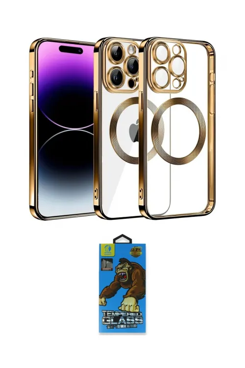 ieg™ iPhone 13 Pro Max Kılıf Pusula Form - Siyah 18D Cam Ekran Koruyucu