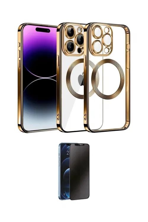 ieg™ iPhone 13 Pro Max Kılıf Pusula Form - Siyah 3D Antistatik Hayalet Cam Ekran Koruyucu