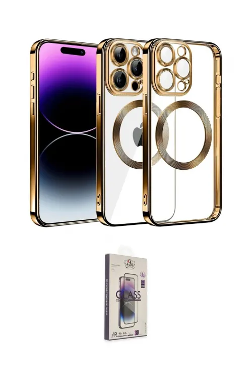 ieg™ iPhone 13 Pro Max Kılıf Pusula Form - Siyah Bilvis 3D Cam Ekran Koruyucu
