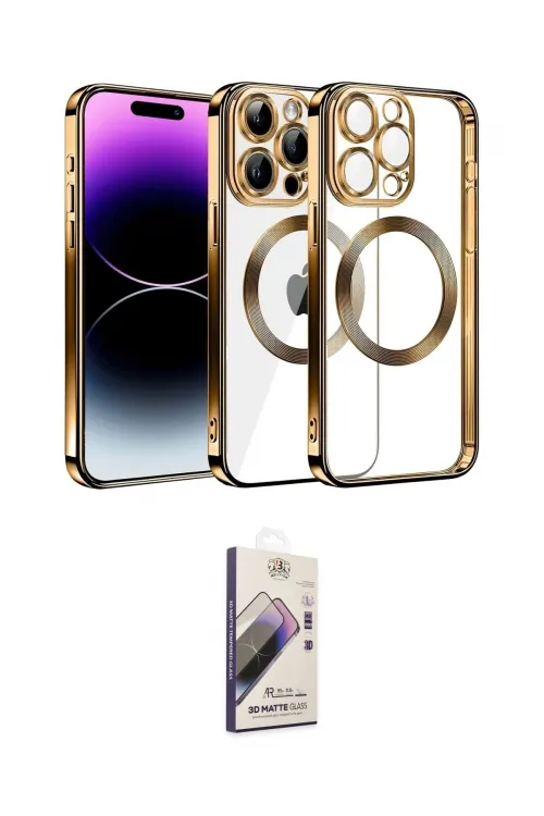 ieg™ iPhone 13 Pro Max Kılıf Pusula Form - Siyah Bilvis 3D Mat Cam Ekran Koruyucu