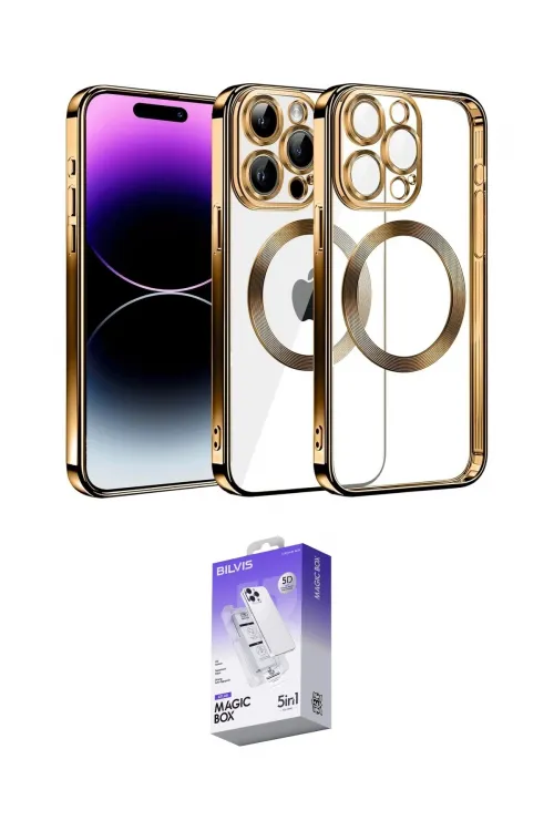 ieg™ iPhone 13 Pro Max Kılıf Pusula Form - Siyah Bilvis 5in1 3D Magic Cam Ekran Koruyucu