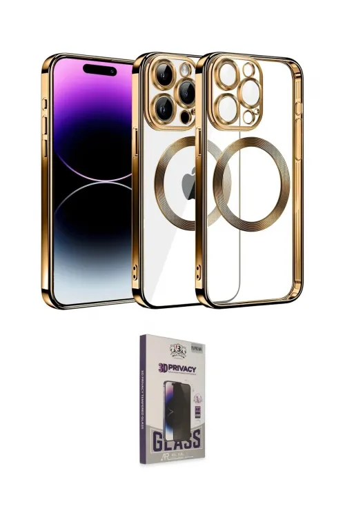ieg™ iPhone 13 Pro Max Kılıf Pusula Form - Siyah Bilvis Hayalet Cam Ekran Koruyucu