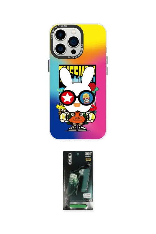 ieg™ iPhone 13 Pro Max Kılıf Siluet Çizgi Koleksiyonu - Şeffaf 360 Full Body Arka Koruyucu