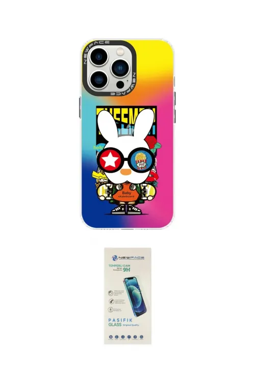 ieg™ iPhone 13 Pro Max Kılıf Siluet Çizgi Koleksiyonu - Şeffaf Pasifik Cam Ekran Koruyucu