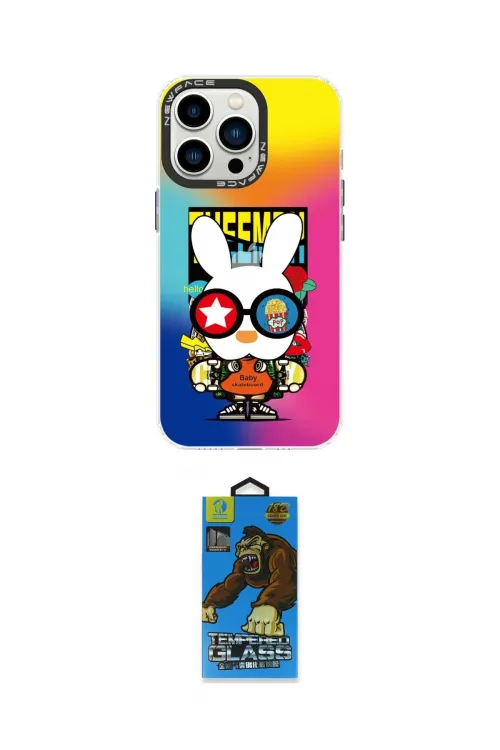 ieg™ iPhone 13 Pro Max Kılıf Siluet Çizgi Koleksiyonu - Siyah 18D Cam Ekran Koruyucu