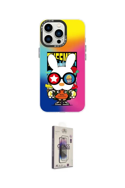 ieg™ iPhone 13 Pro Max Kılıf Siluet Çizgi Koleksiyonu - Siyah Bilvis 3D Cam Ekran Koruyucu