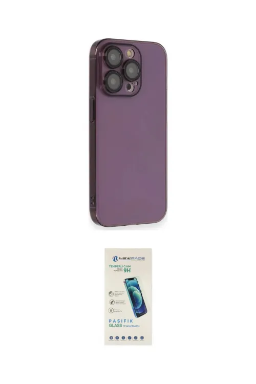 ieg™ iPhone 13 Pro Max Kılıf Siluet Minimal Özel Seri - Şeffaf Pasifik Cam Ekran Koruyucu
