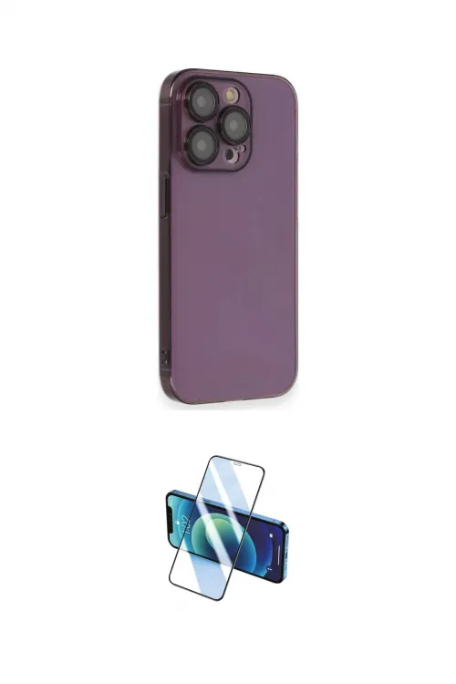 ieg™ iPhone 13 Pro Max Kılıf Siluet Minimal Özel Seri - Siyah 3D Antistatik Cam Ekran Koruyucu