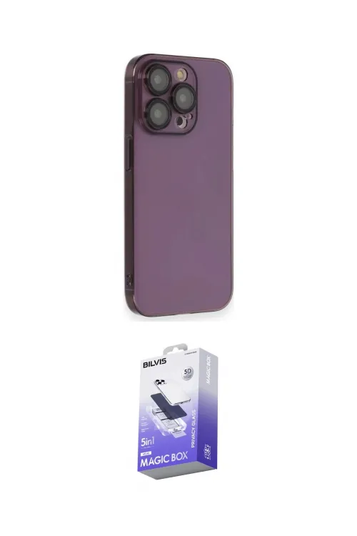 ieg™ iPhone 13 Pro Max Kılıf Siluet Minimal Özel Seri - Siyah Bilvis 5in1 5D Magic Hayalet Cam Ekran Koruyucu