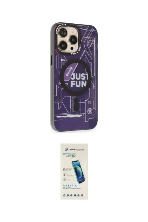 ieg™ iPhone 13 Pro Max Kılıf Siluet Modern Koleksiyonu - Şeffaf Pasifik Cam Ekran Koruyucu