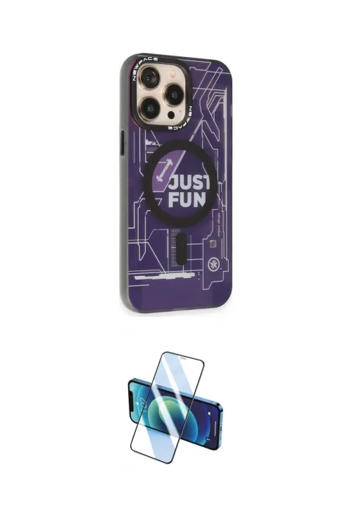 ieg™ iPhone 13 Pro Max Kılıf Siluet Modern Koleksiyonu - Siyah 3D Antistatik Cam Ekran Koruyucu