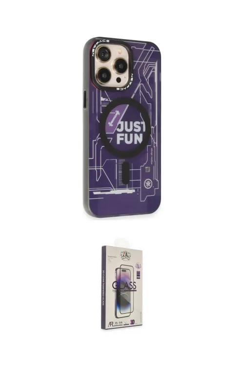 ieg™ iPhone 13 Pro Max Kılıf Siluet Modern Koleksiyonu - Siyah Bilvis 3D Cam Ekran Koruyucu