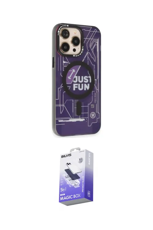 ieg™ iPhone 13 Pro Max Kılıf Siluet Modern Koleksiyonu - Siyah Bilvis 5in1 5D Magic Hayalet Cam Ekran Koruyucu