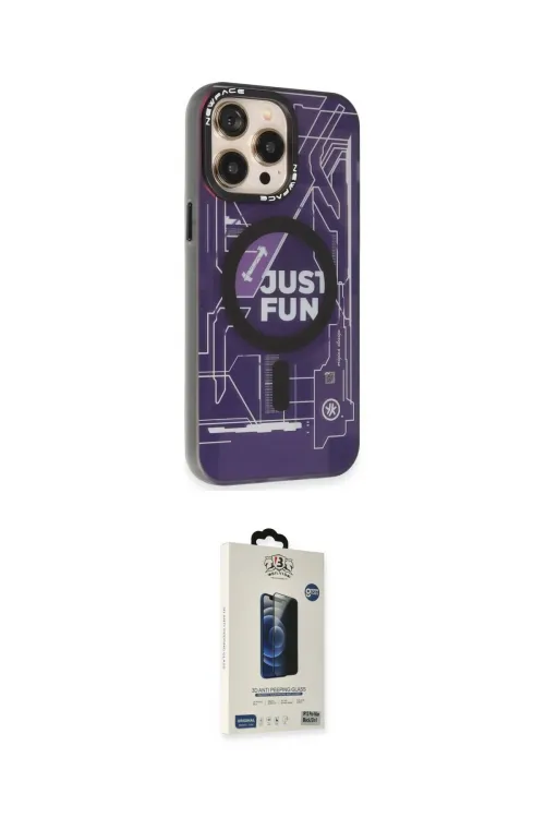 ieg™ iPhone 13 Pro Max Kılıf Siluet Modern Koleksiyonu - Siyah Bilvis Hayalet Cam Ekran Koruyucu