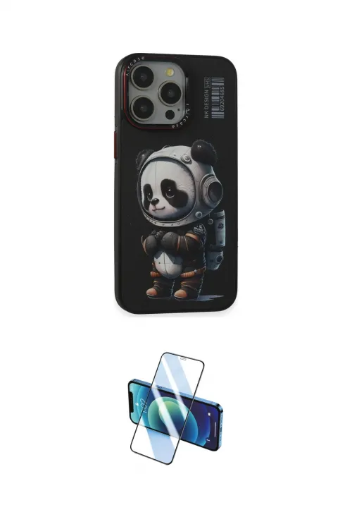 ieg™ iPhone 13 Pro Max Kılıf Siluet Modern Özel Seri - Siyah 3D Antistatik Cam Ekran Koruyucu