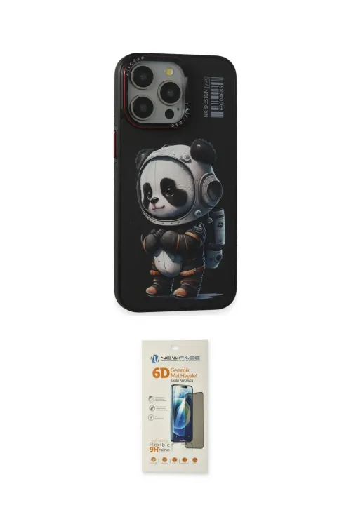 ieg™ iPhone 13 Pro Max Kılıf Siluet Modern Özel Seri - Siyah 6D Mat Seramik Hayalet Nano Ekran Koruyucu