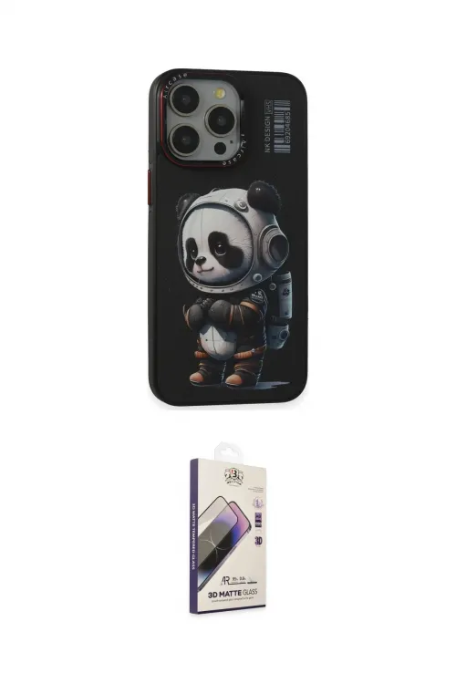 ieg™ iPhone 13 Pro Max Kılıf Siluet Modern Özel Seri - Siyah Bilvis 3D Mat Cam Ekran Koruyucu