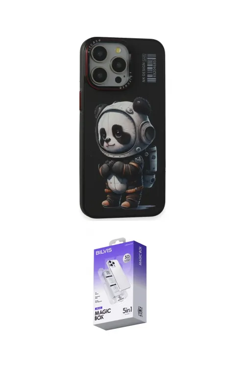 ieg™ iPhone 13 Pro Max Kılıf Siluet Modern Özel Seri - Siyah Bilvis 5in1 3D Magic Cam Ekran Koruyucu