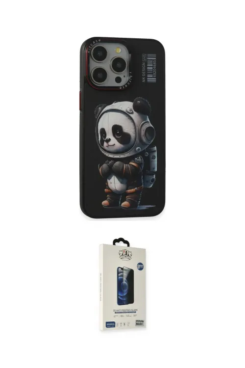ieg™ iPhone 13 Pro Max Kılıf Siluet Modern Özel Seri - Siyah Bilvis Hayalet Cam Ekran Koruyucu