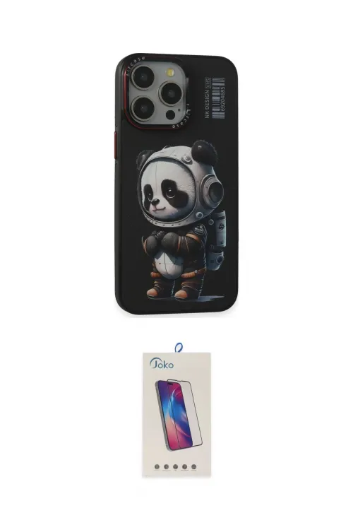 ieg™ iPhone 13 Pro Max Kılıf Siluet Modern Özel Seri - Siyah Joko 5D Cam